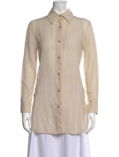 Pre-owned Simon Miller Long Sleeve Button-up Top In Neutrals