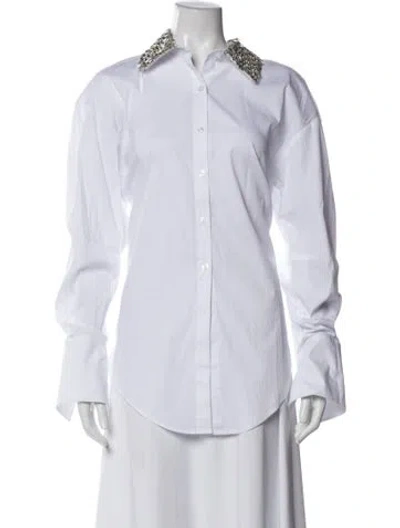 Pre-owned Simon Miller Long Sleeve Button-up Top W/ Tags In White