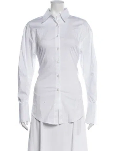 Pre-owned Simon Miller Long Sleeve Button-up Top In White