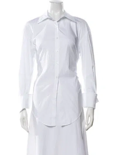 Pre-owned Simon Miller Long Sleeve Button-up Top In White