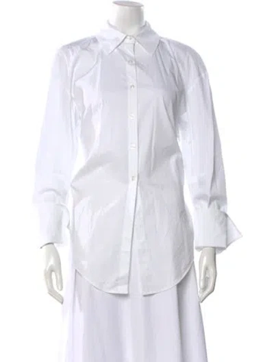 Pre-owned Simon Miller Long Sleeve Button-up Top In White