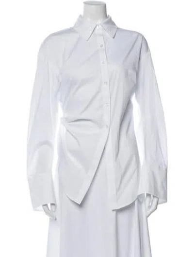 Pre-owned Simon Miller Long Sleeve Button-up Top In White