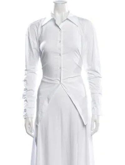 Pre-owned Simon Miller Long Sleeve Button-up Top In White