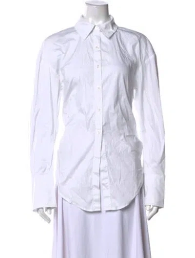 Pre-owned Simon Miller Long Sleeve Button-up Top In White