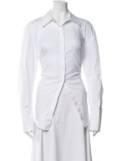 Pre-owned Simon Miller Long Sleeve Button-up Top In White