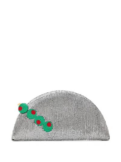 Simon Miller Lune Beaded Clutch Bag In Silver