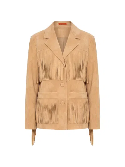 Simon Miller Mabel Fringe-trimmed Jacket In Brown