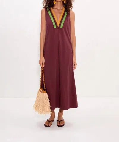 Simon Miller Mar Crochet Poplin Dress In Choco Brown In Burgundy