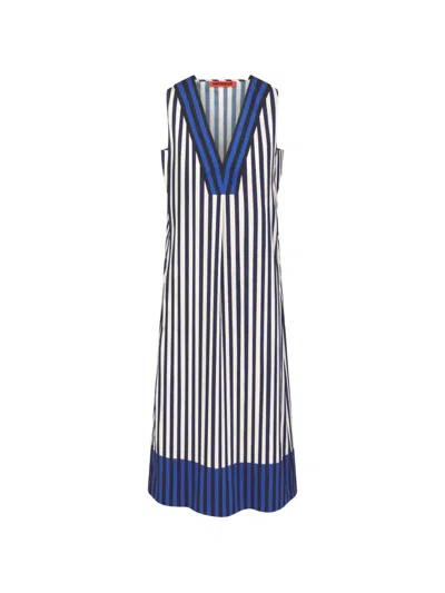 Simon Miller Mar Striped Poplin Midi Dress In Blue
