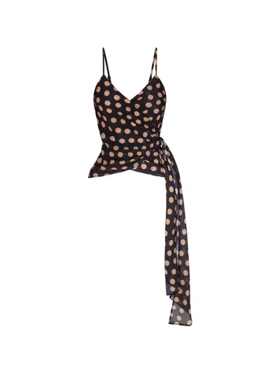 Simon Miller Marlowe Polka-dot Tie-fastening Top In Black