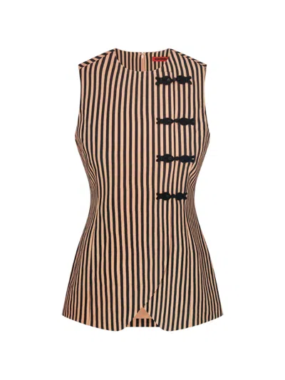 Simon Miller Mavis Striped Frog-fastening Top In Neutral