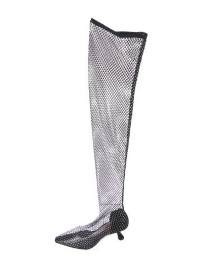 Pre-owned Simon Miller Mesh Crystal Embellishments Sock Boots In Silver
