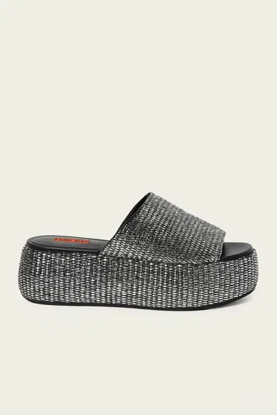 Simon Miller Metallic Raffia Cloudy Platform In Black Silver In Multi