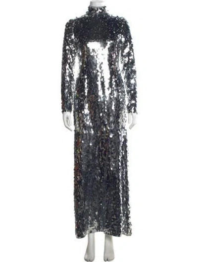 Pre-owned Simon Miller Mock Neck Long Dress In Blue