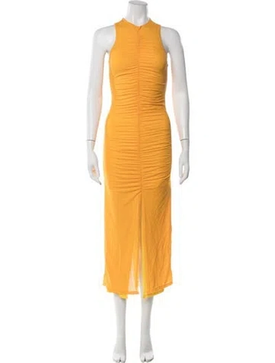 Pre-owned Simon Miller Mock Neck Long Dress In Orange