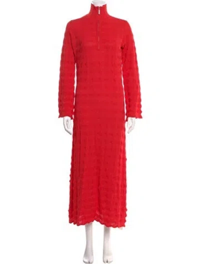 Pre-owned Simon Miller Mock Neck Long Dress In Red