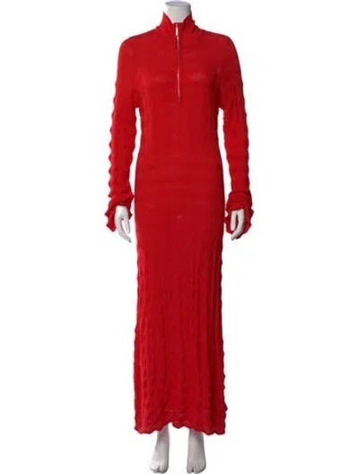Pre-owned Simon Miller Mock Neck Long Dress In Red