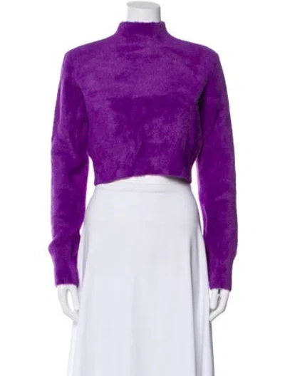 Pre-owned Simon Miller Mock Neck Long Sleeve Crop Top In Purple