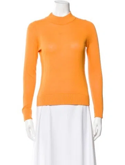 Pre-owned Simon Miller Mock Neck Long Sleeve Top In Orange