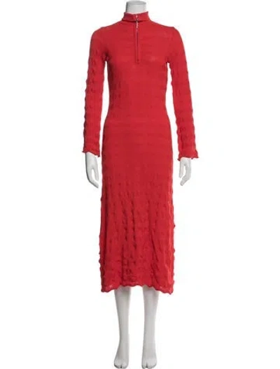 Pre-owned Simon Miller Mock Neck Midi Length Dress In Red