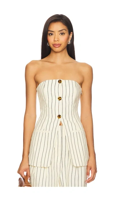 Simon Miller Mori Strapless Linen Top In Multi