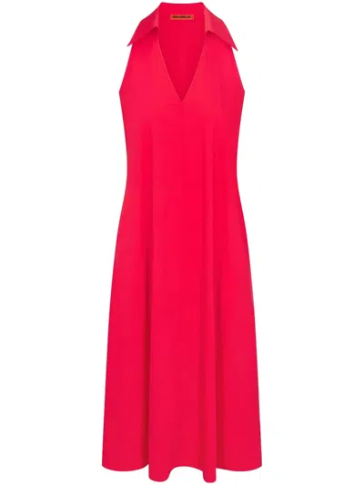 Simon Miller Nava Poplin Midi Dress In Red