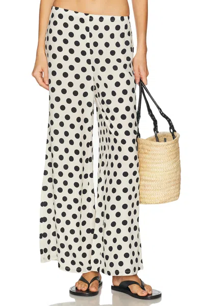 Simon Miller Nella Crepe Wide Leg Pant In Macadamia & Black Polka Dot