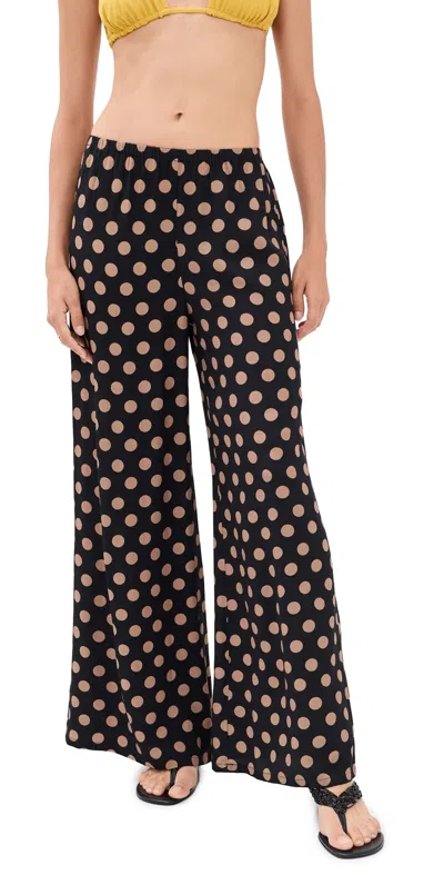 Simon Miller Nella Polka-dot Wide-leg Trousers In Brown