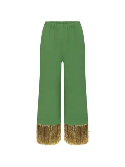 Simon Miller Nella Fringe-trim Trousers In Green