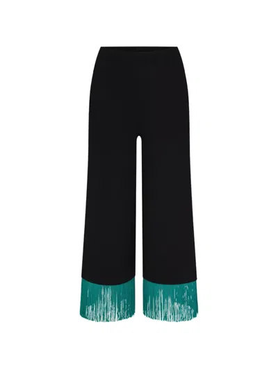 Simon Miller Nella Fringe-trim Wide-leg Trousers In Black