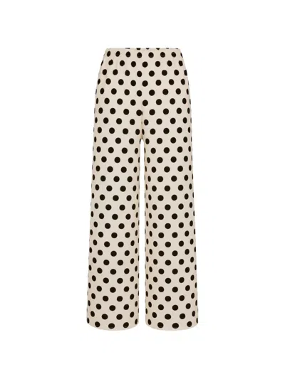Simon Miller Nella Polka-dot Wide-leg Trousers In Neutral