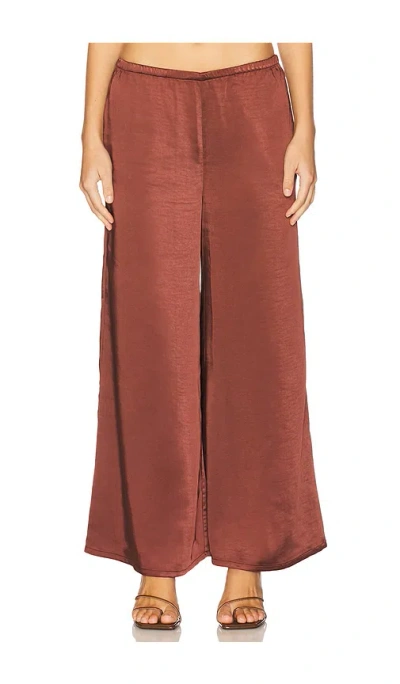 Simon Miller Nella Satin Wide Leg Pant In Choco Brown