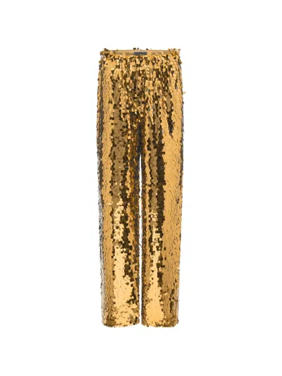 Simon Miller Nella Sequin-embellished Wide-leg Trousers In Gold