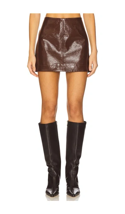 Simon Miller Nini Faux Patent Skirt In Brown