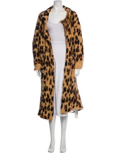 Pre-owned Simon Miller Nylon Animal Print Faux Fur Coat In Brown