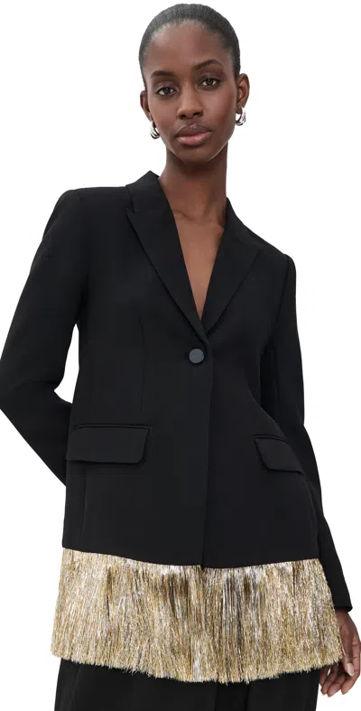 Simon Miller Odette Crepe Fringe Blazer Black
