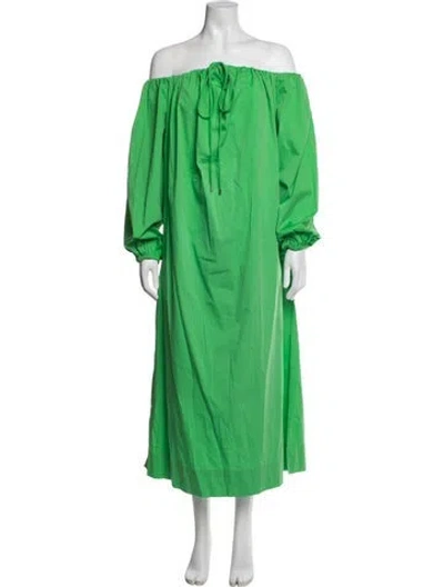 Pre-owned Simon Miller Off-the-shoulder Long Dress In Green