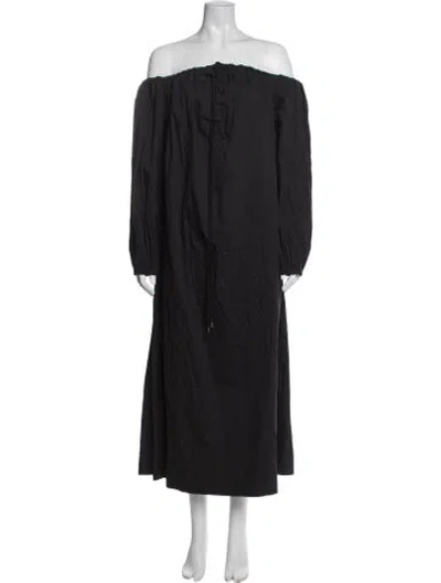 Pre-owned Simon Miller Off-the-shoulder Long Dress In Grey
