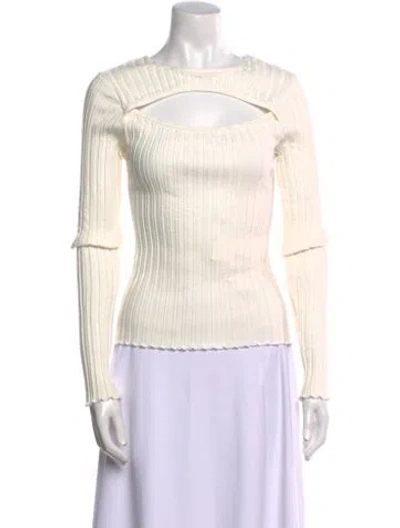 Pre-owned Simon Miller Off-the-shoulder Long Sleeve Top In Neutral