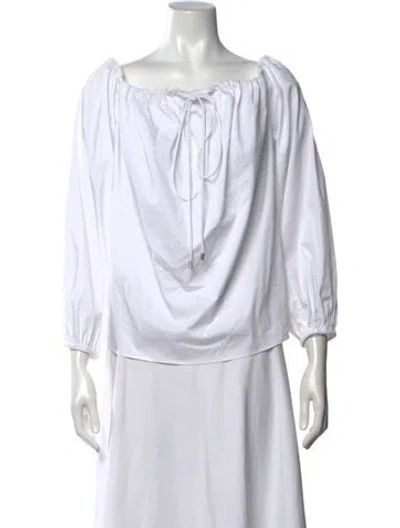 Pre-owned Simon Miller Off-the-shoulder Long Sleeve Top In White