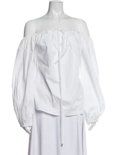 Pre-owned Simon Miller Off-the-shoulder Long Sleeve Top In White