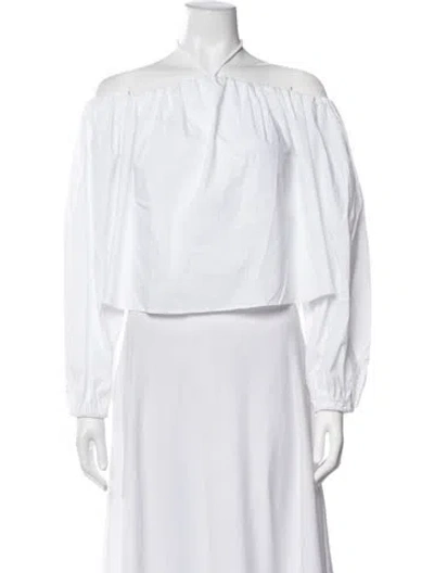 Pre-owned Simon Miller Off-the-shoulder Long Sleeve Top In White