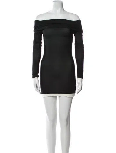 Pre-owned Simon Miller Off-the-shoulder Mini Dress In Black