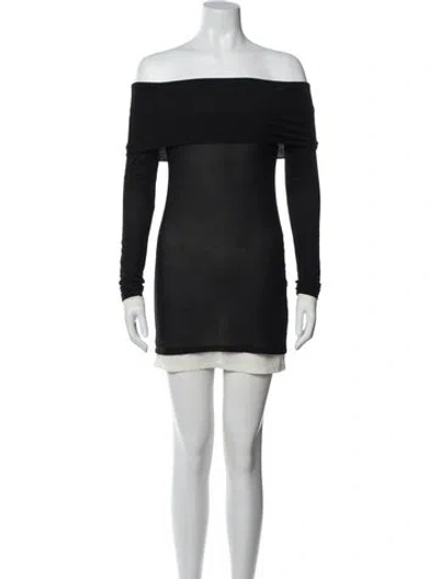 Pre-owned Simon Miller Off-the-shoulder Mini Dress In Black