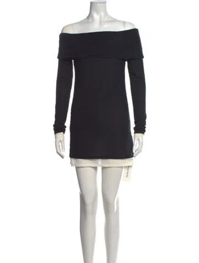 Pre-owned Simon Miller Off-the-shoulder Mini Dress In Black