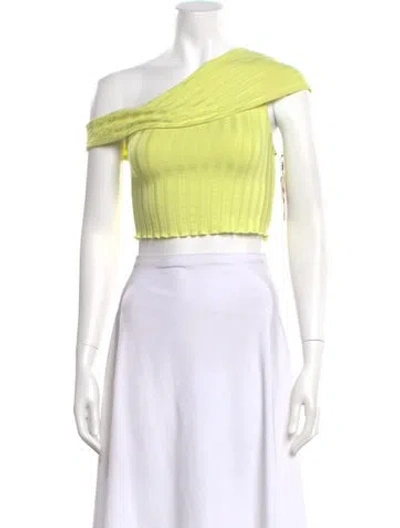 Pre-owned Simon Miller Off-the-shoulder Sleeveless Crop Top In Green