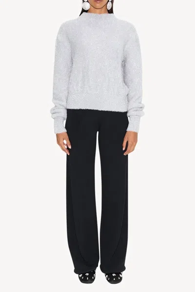 SIMON MILLER OKO METALLIC KNIT SWEATER IN SATELLITE SILVER