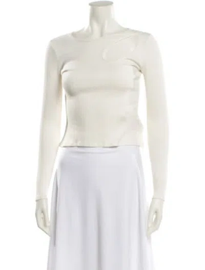 Pre-owned Simon Miller One-shoulder Long Sleeve Crop Top In White