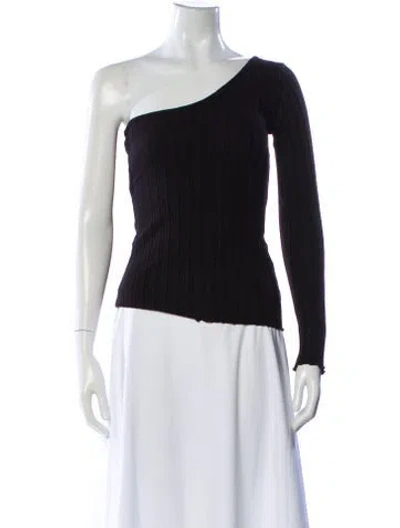 Pre-owned Simon Miller One-shoulder Long Sleeve Top In Black