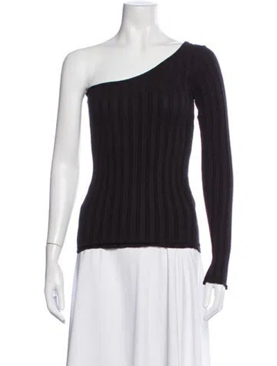Pre-owned Simon Miller One-shoulder Long Sleeve Top In Black